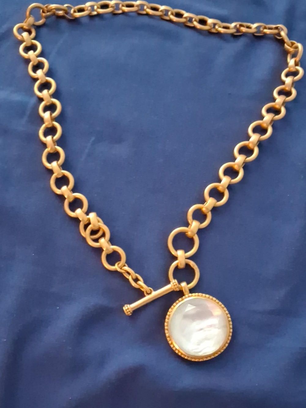 Julie Vos Gold-Tone Chain Necklace with Mother-of-Pearl Disc